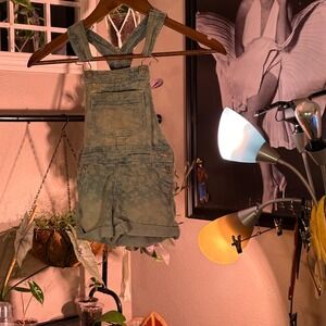 Jordache Kids Denim Floral Print Shortalls Overalls Size XS/XCH 4-5 Blue